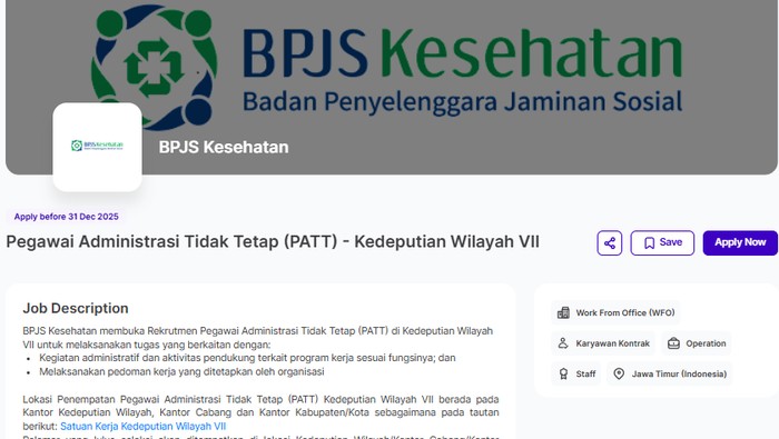 Rekrutmen BPJS Kesehatan Jawa Timur.
