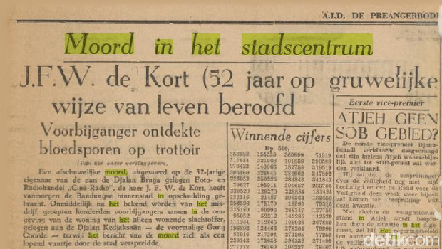 Tangkapan layar koran Hindia Belanda: de Preangerbode