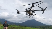 Para petani mulai menggunakan drone untuk proses pemupukan di lahan pertanian tersebut.