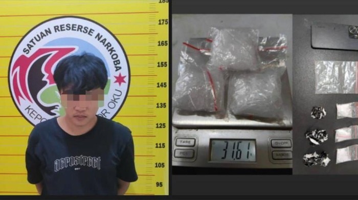 Calvin Elmas pemuda di OKU ditangkap polisi saat hendak jual sabu