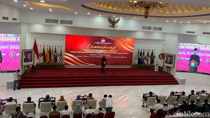 Peluncuran Indeks Partisipasi Pemilu 2024 oleh KPU. (Anggi Muliawati/detikcom)