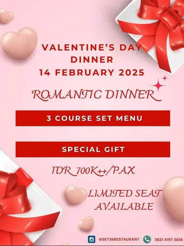 Menu spesial Valentine di Sky 36 rooftop dining