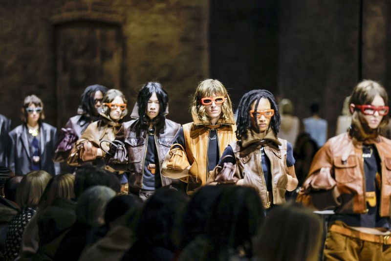 NEW YORK, USA - FEBRUARY 10: A model walks the runway during the Coach Ready to Wear Fall/Winter 2025-2026 fashion show as part of the New York Fashion Week on February 10, 2025 in New York. (Photo by Victor VIRGILE/Gamma-Rapho via Getty Images)