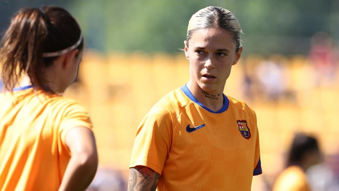 ALCORCON, SPAIN - MAY 29: Maria Pilar Mapi Leon of FC Barcelona looks on during the Final of the spanish women cup, Copa de la Reina, football match played between FC Barcelona and Sporting Club de Huelva on May 29, 2022, in Alcorcon, Madrid Spain. (Photo By Oscar J. Barroso/Europa Press via Getty Images)