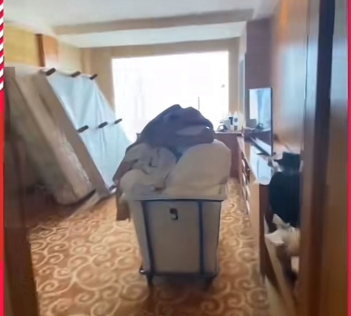 Tangkapan layar kamar hotel yang banjir gegara ulah tamu di Medan. (dok. Istimewa)