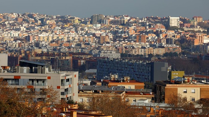 General view of the Cireres cooperative housing building in Barcelona, Spain, January 20, 2025. REUTERS/ Albert Gea