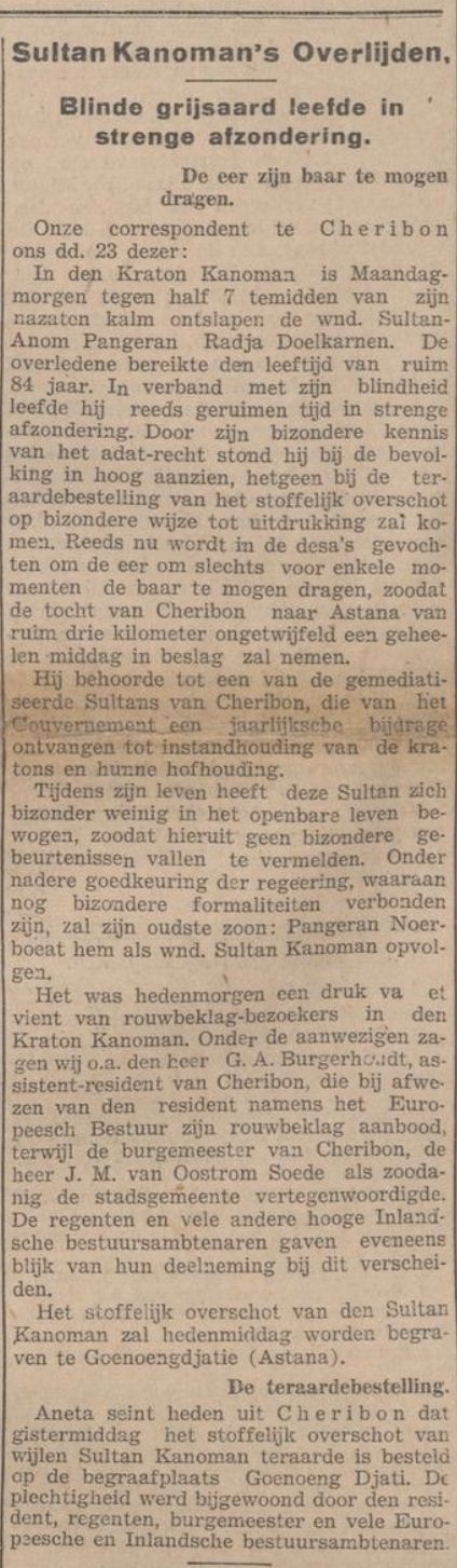 De Locomotif edisi 24 Mei 1934, De Indische Courant edisi 26 Mei 1934.