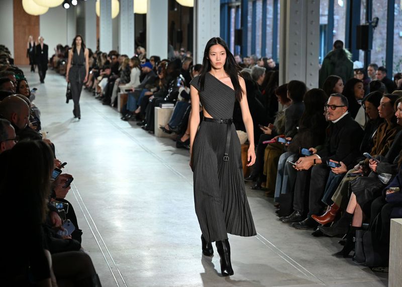 Cici Xiang Yejing on the runway at the Michael Kors Fall RTW 2025 fashion show as part of New York Fashion Week held at the Terminal Warehouse on February 11, 2025 in New York, New York. (Photo by Gilbert Flores/WWD via Getty Images)