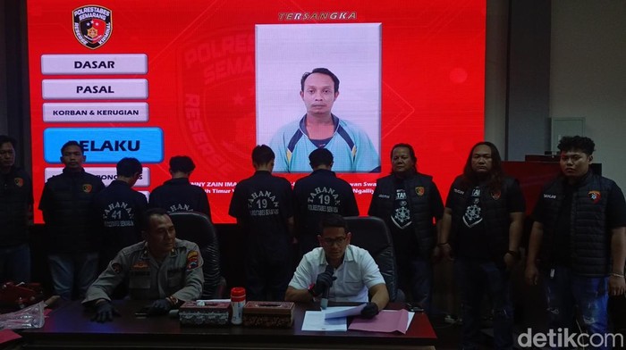 Jumpa pers sejumlah kasus kejahatan di Semarang termasuk pencurian ban mobil di Semarang, Jumat (14/2/2025).