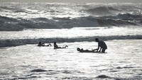 Surf lessons atau jasa mengajarkan teknik berselancar banyak diminati wisatawan.