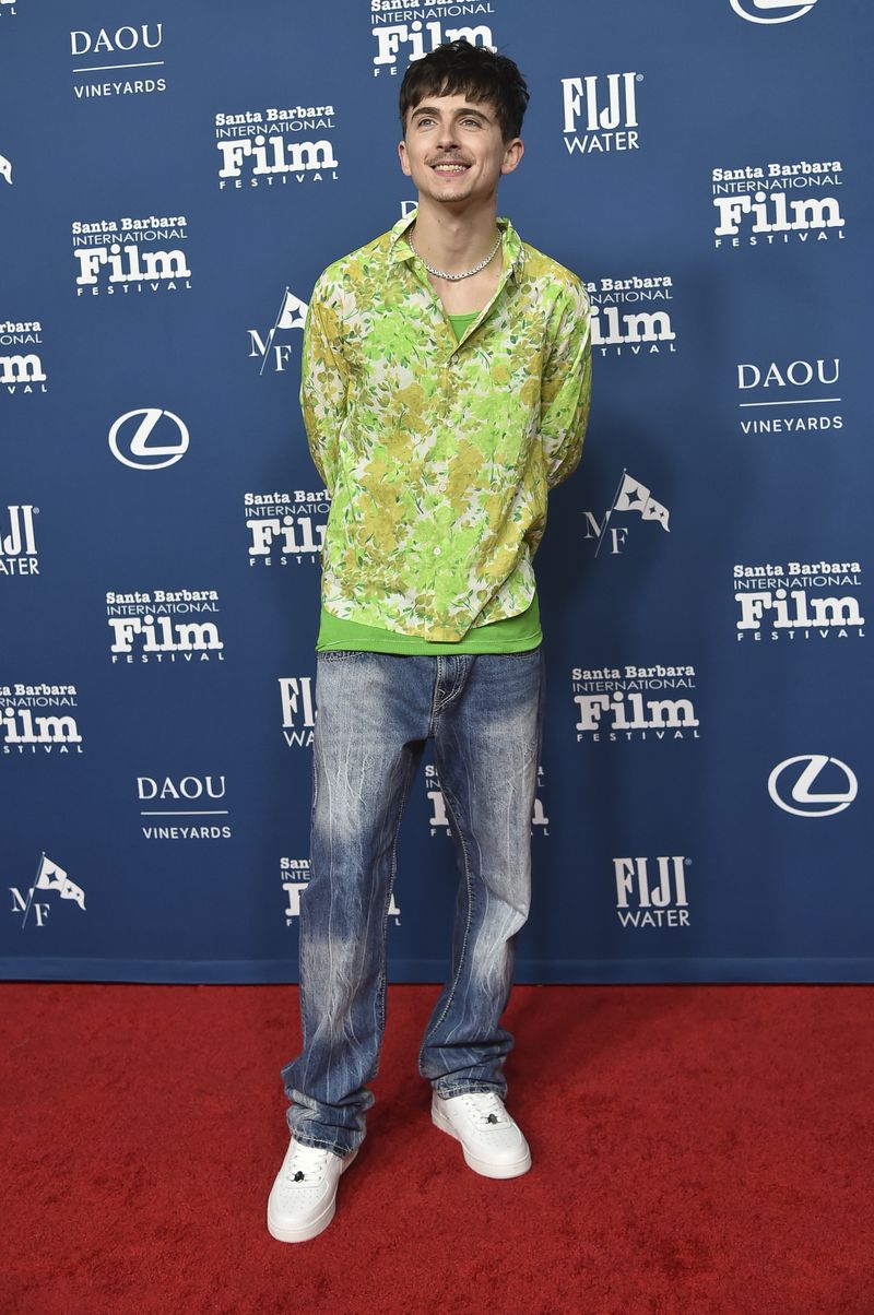 Timothée Chalamet attends the Arlington Artist of the Year Award ceremony as part of the Santa Barbara International Film Festival on Tuesday, Feb. 11, 2025, in Santa Barbara, Calif. (Photo by Richard Shotwell/Invision/AP)