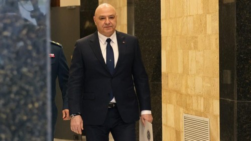 President Joseph Aoun walks into the first meeting of Lebanons new government at the Baabda presidential palace, east of Beirut, on February 11, 2025. Lebanese Premier Nawaf Salam named a new government on February 8 which ended more than two years under a caretaker cabinet. Salam said his newly-formed cabinet will strive to be a government of reform and salvation, pledging to rebuild trust with the international community after a devastating Israel-Hezbollah war. (Photo by ANWAR AMRO / AFP)