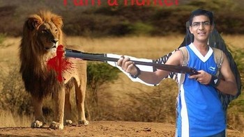 Ceritanya jadi pemburu singa. Foto: indihumor