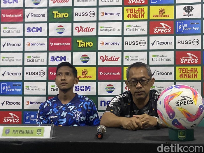Jumpa pers PSPS Pekanbaru jelang lawan PSIM Jogja di Stadion Mandala Krida, Kota Jogja, Minggu (16/2/2025).