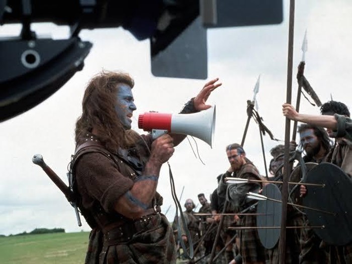Penampilan Mel Gibson di lokasi syuting Braveheart.