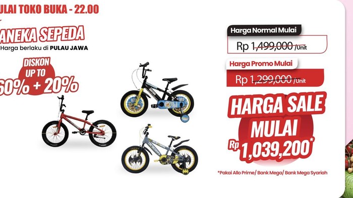 Sepeda Anak di Transmart Full Day Sale.