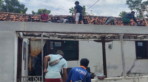 Hujan disertai angin di Pamekasan akibatkan pohon tumbang rumah warga rusak