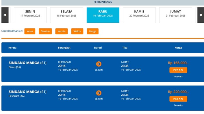 Info jadwal kereta api