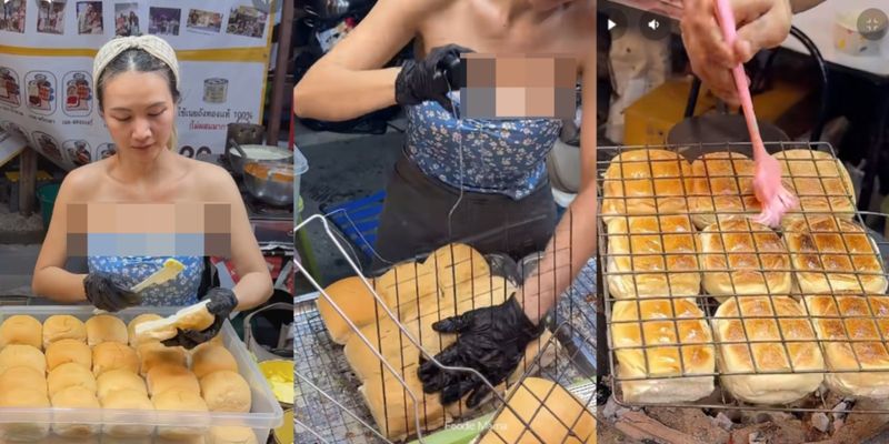 penjual roti bakar seksi di Bangkok