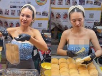 Penjual Roti Bakar Ini Pakai Baju Seksi, Bikin Pembeli Salfok