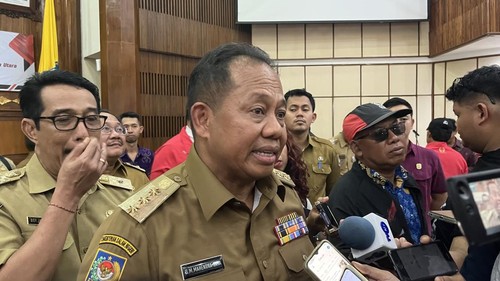 Pj Gubernur Bali, Sang Made Mahendra Jaya, di kantornya, Senin (17/2/2025). (Rizki Setyo/detikBali)