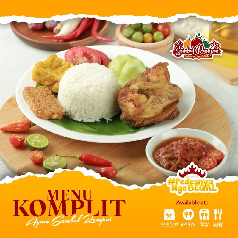 ayam goreng nikmat dengan sambal rampai