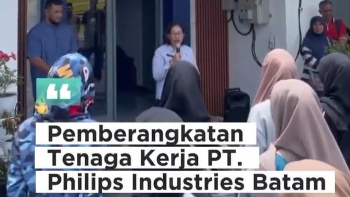 Tangkapan layar pelepasan puluhan pekerja yang akan di kirim ke Batam (Instagram)