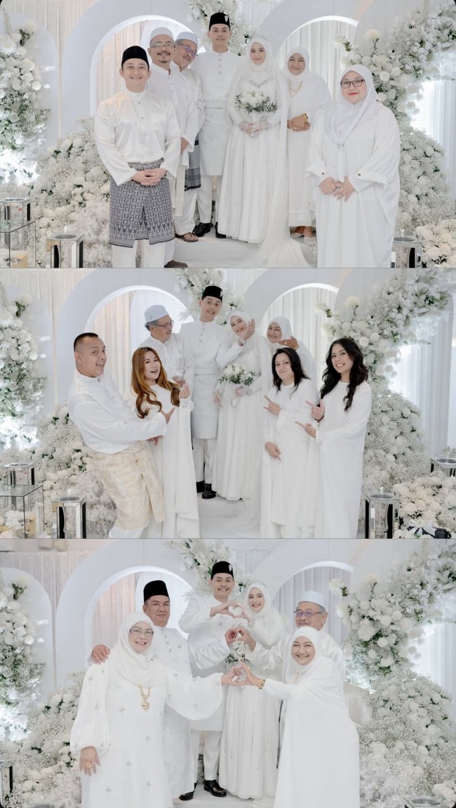 Pihak keluarga dan para tamu yang hadir juga tampak mengenakan busana yang didominasi warna putih. Dari ekspresi wajahnya terlihat jelas kedua mempelai begitu bahagia. Foto: Instagram/@yxsmine.ow
