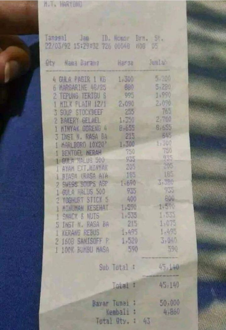 5 Harga Bahan Makanan Jadul di Indonesia Mulai Rp 200 Perak!
