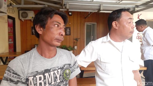Hermansah, pelaku penganiayaan terhadap ibu kandung diamankan Satreskrim Polresta Mataram. Foto: (Edi Suryansyah/detikBali)