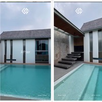 Semi outdoor, kolam renang di rumah Jessica dan Vincent tampak lega dan luas. Dengan desain minimalis dan minim peralatan, kolam renangnya itu bisa jadi tempat asik untuk bersantai. Foto: Instagram/@inijedar