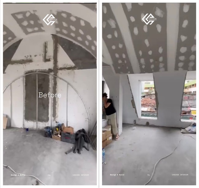 Foto ruangan tempat tidur Jessica dan Vincent sebelum di renovasi. Sudah terlihat beberapa tempat jendela yang digunakan di kamar tersebut. Foto: Instagram/@inijedar