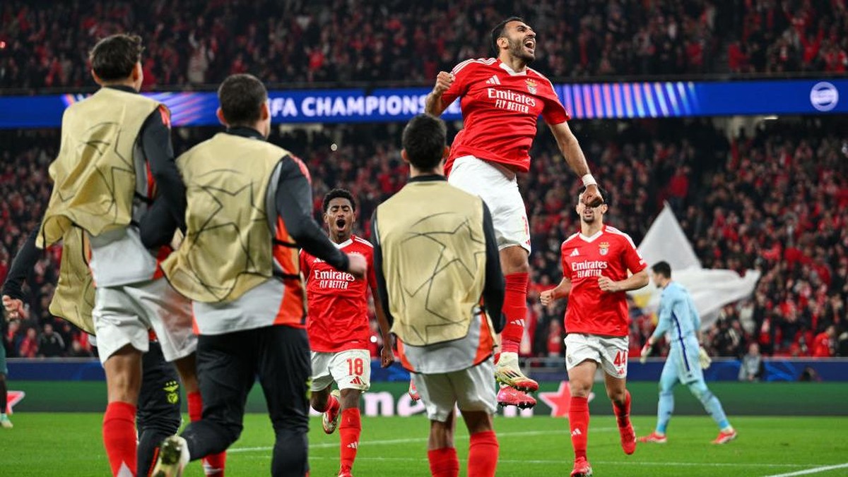 Perayaan gol Vangelis Pavlidis ke gawang AS Monaco. (Foto: UEFA via Getty Images/Octavio Passos - UEFA)