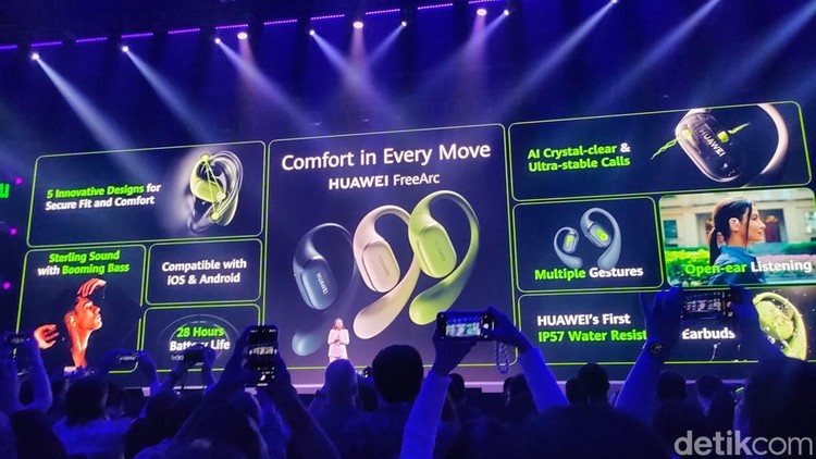 Huawei FreeArc resmi diluncurkan global. Begini tampilan perangkat wearable terbaru kepunyaan Huawei yang punya desain ergonomis dan nyaman di telinga.