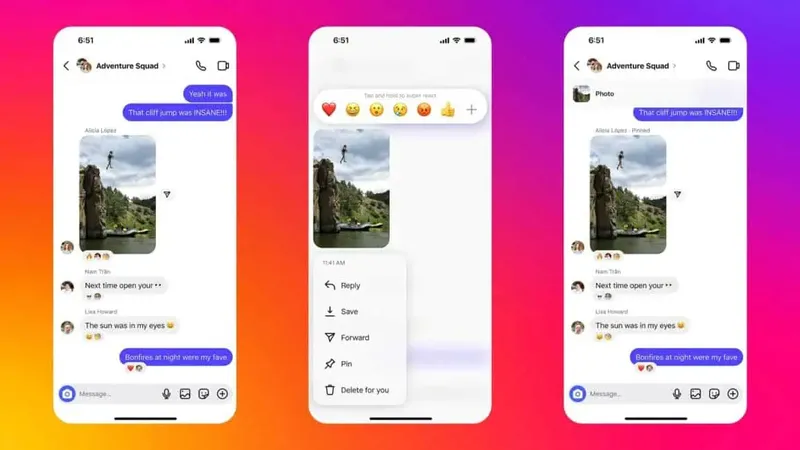 Tampilan fitur baru di DM Instagram