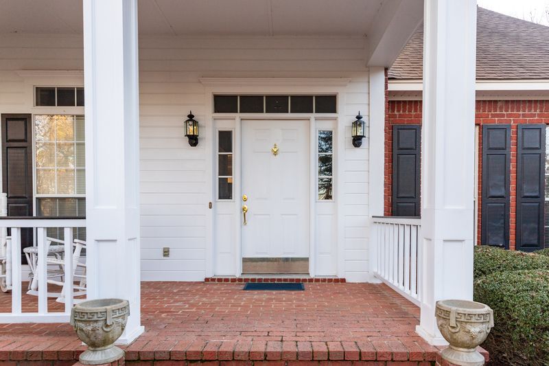 Front door and porch of a residential home
