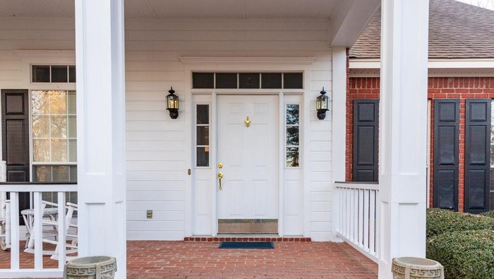 Front door and porch of a residential home