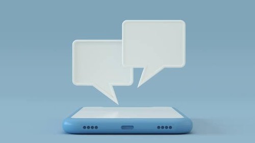3d rendering of Chat Speech Bubble on Smart Phone Screen.