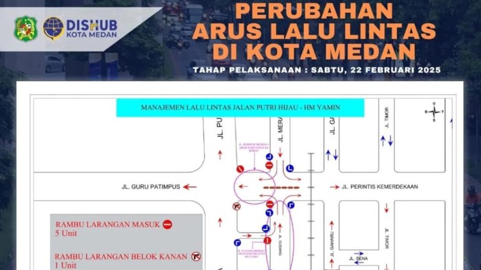 Pemkot Medan ubah arus lalu lintas di sekitar Underpass HM Yamin. (Foto: Dishub Medan)