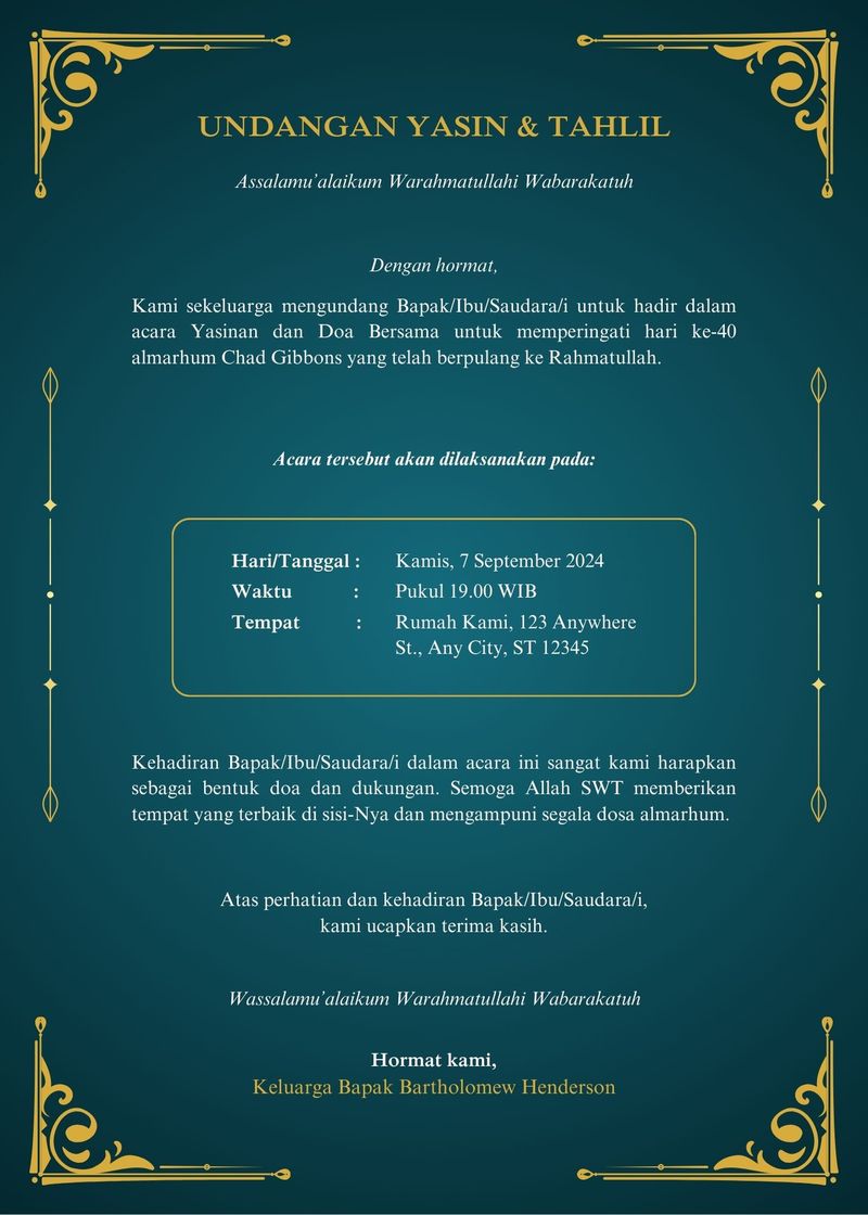 Contoh undangan tahlil.