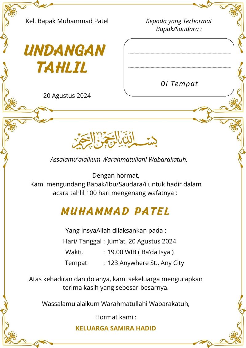 Contoh undangan tahlil.