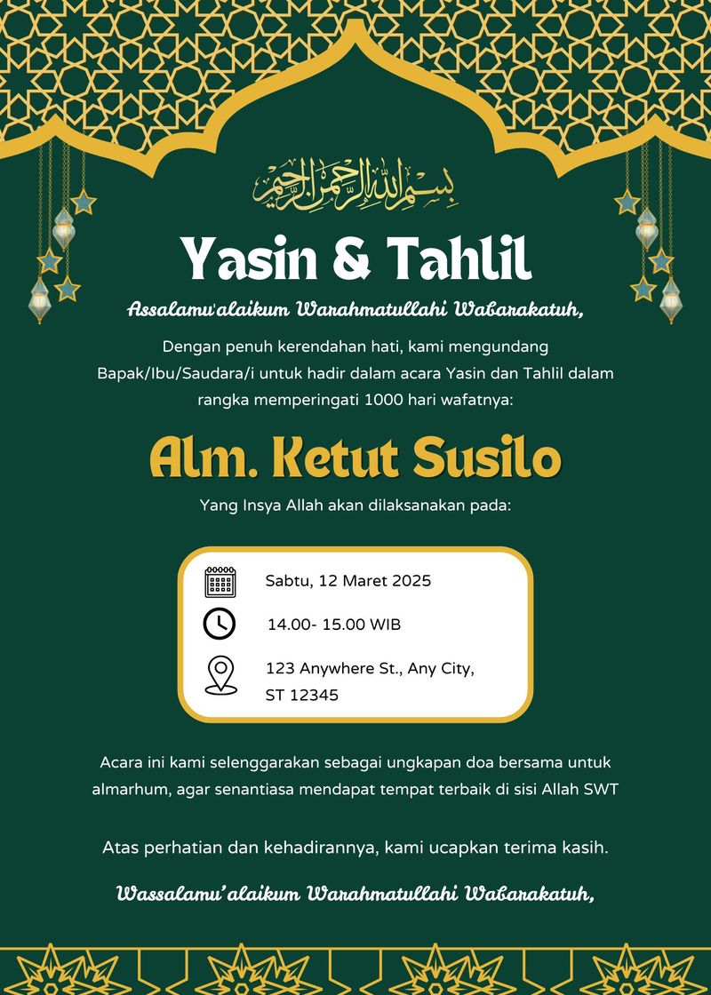 Contoh undangan tahlil.