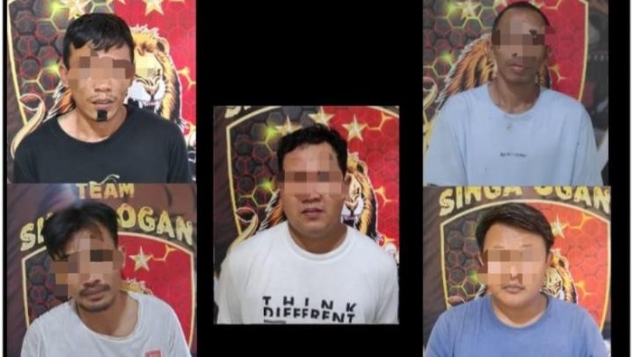Lima pelaku bersenpi di oKU saat diamankan polisi