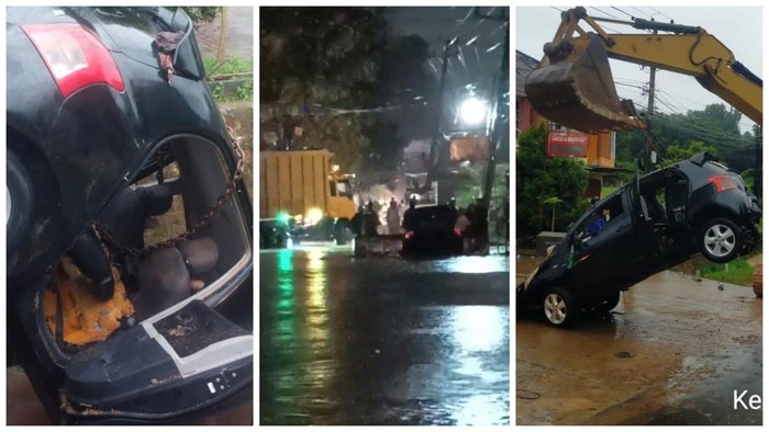 Mobil milik Sutiyen yang terseret banjir