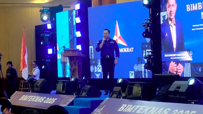 Agus Harimurti Yudhoyono di acara bimteknas Partai Demokrat