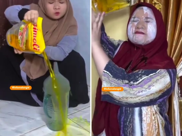 Duh! Demi Cuan, Wanita Ini Buang Minyak dan Beras saat Live di FB Pro