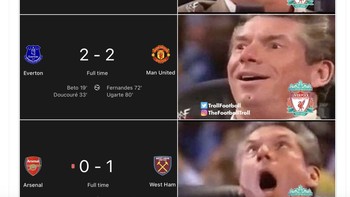 Minggu yang menggembirakan bagi fans Liverpool karena pesaing dan musuh bebuyutan mereka menuai hasil buruk. Foto: X.com