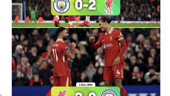 Di kandang maupun tandang, Liverpool berhasil mengalahkan Manchester City di Liga Inggris musim ini. Foto: X.com