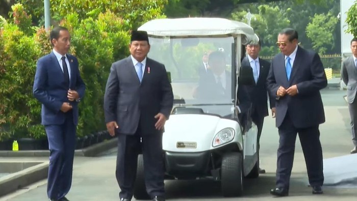 Prabowo, Jokowi dan SBY hadiri peluncuran Danantara (dok. YouTube Setpres)