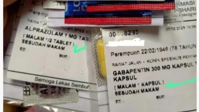 Tulisan etiket obat di RSUD Pemalang yang tipo.